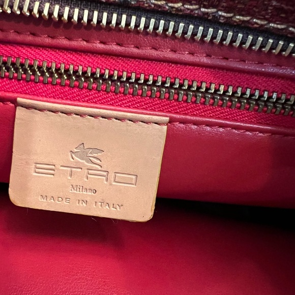 ETRO MILANO Bordeaux/Red Paisley HandBag with Adjustable Leather Strap - Picture 14 of 16